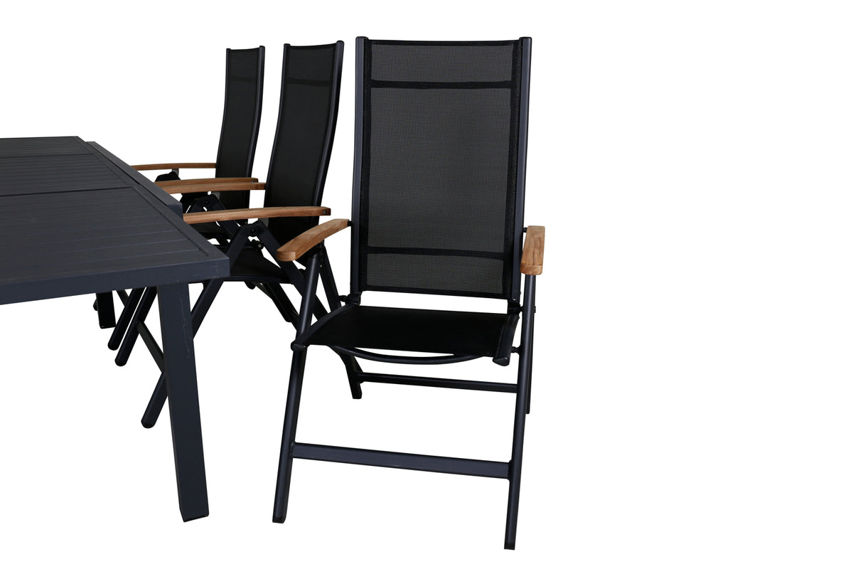 Venture Design Panama & Marbella Positionsstolar Svart + Matbord 160x100x75