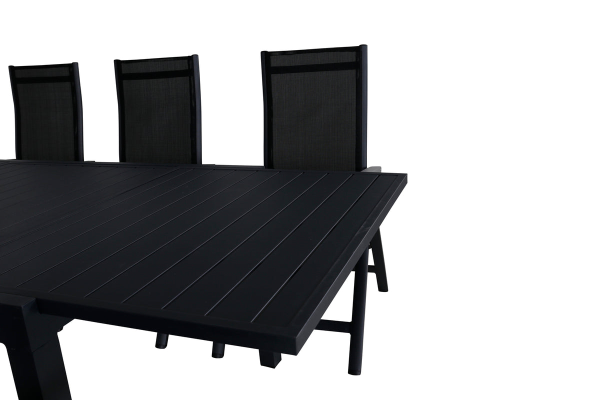 Venture Design Albany & Marbella Positionsstolar Svart + Matbord 160x100x75