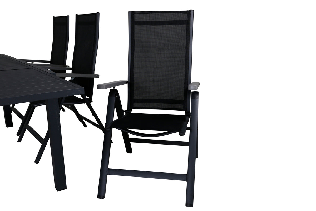 Venture Design Albany & Marbella Positionsstolar Svart + Matbord 160x100x75