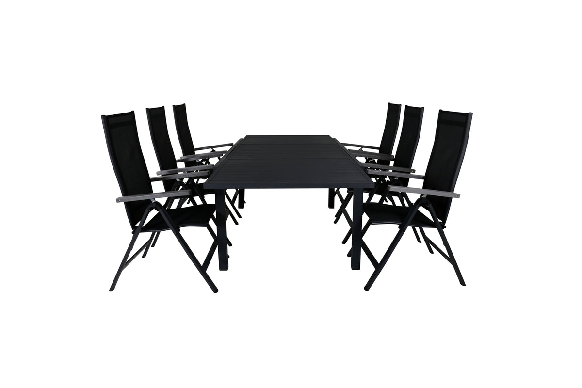 Venture Design Albany & Marbella Positionsstolar Svart + Matbord 160x100x75