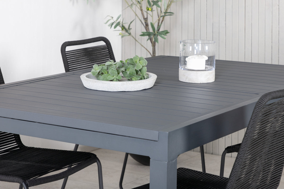 Venture Design Lindos & Marbella Matstolar Svart + Matbord 160x100x75