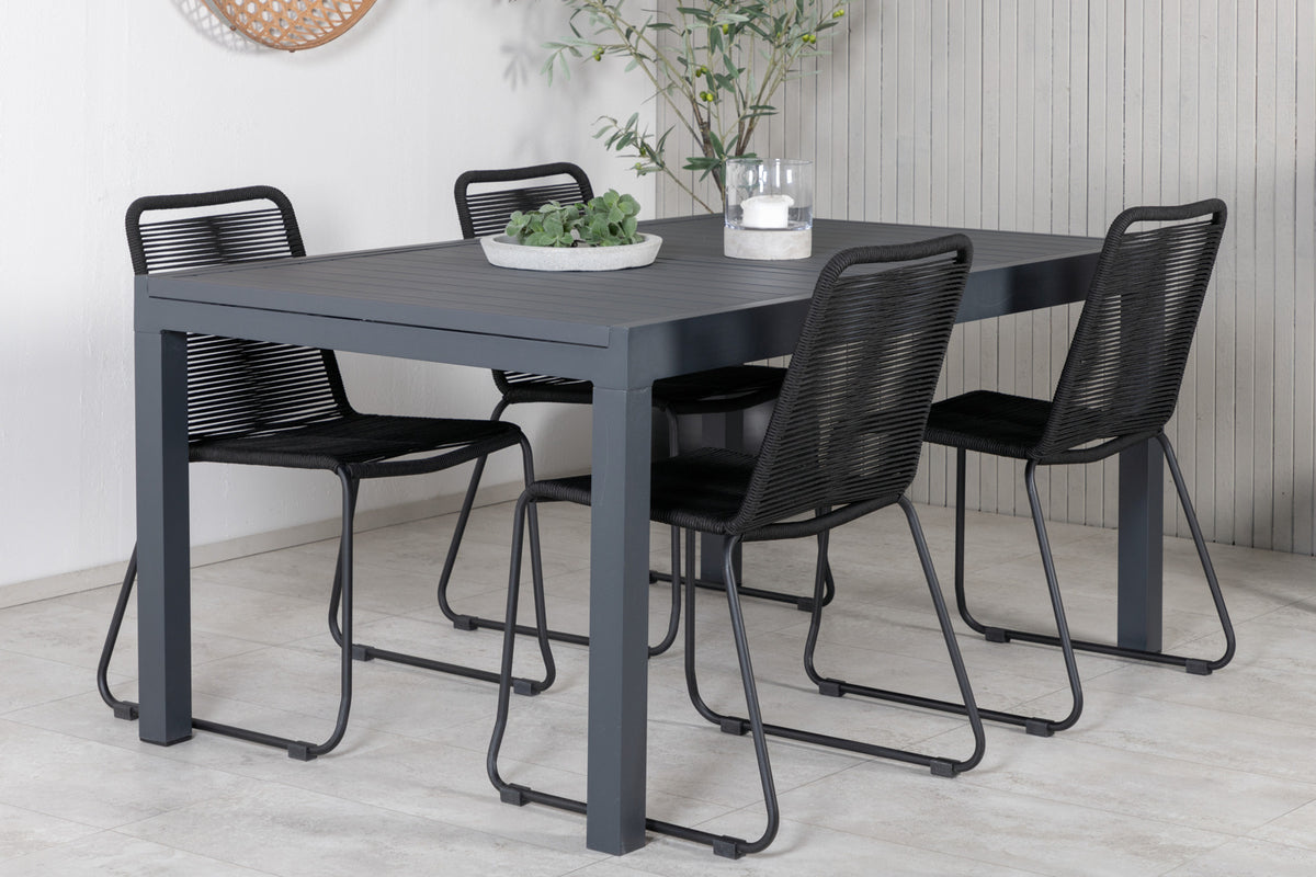 Venture Design Lindos & Marbella Matstolar Svart + Matbord 160x100x75