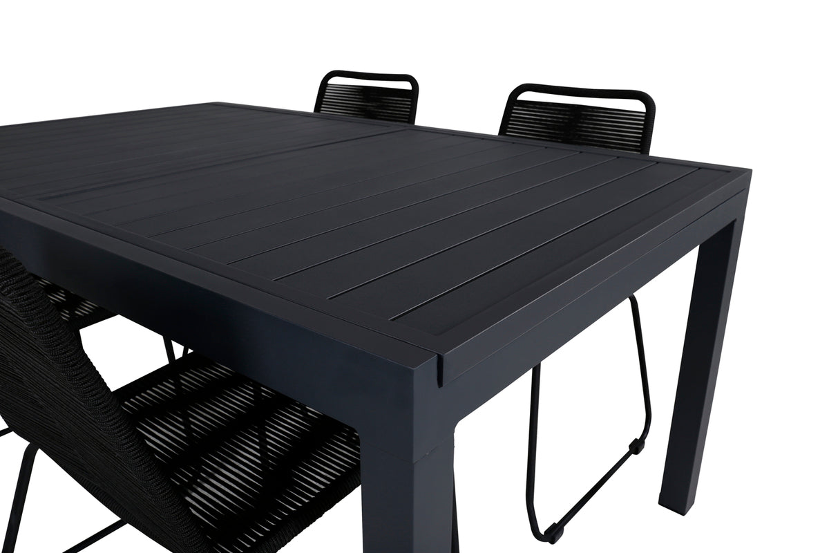Venture Design Lindos & Marbella Matstolar Svart + Matbord 160x100x75