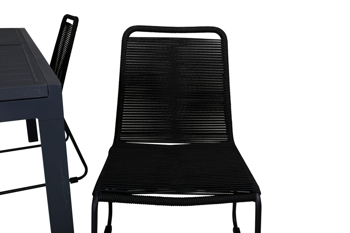 Venture Design Lindos & Marbella Matstolar Svart + Matbord 160x100x75