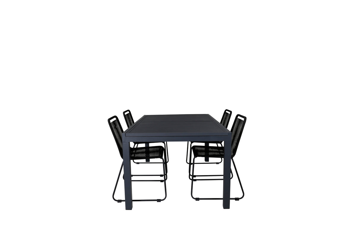 Venture Design Lindos & Marbella Matstolar Svart + Matbord 160x100x75