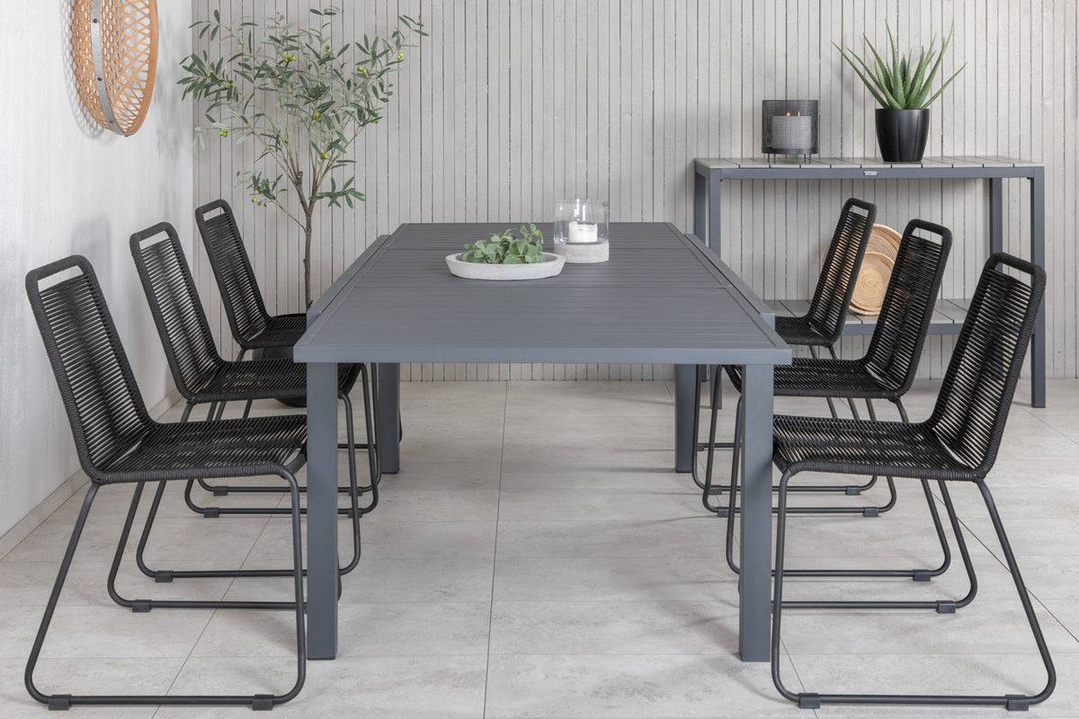 Venture Design Lindos & Marbella Matstolar Svart + Matbord 160x100x75