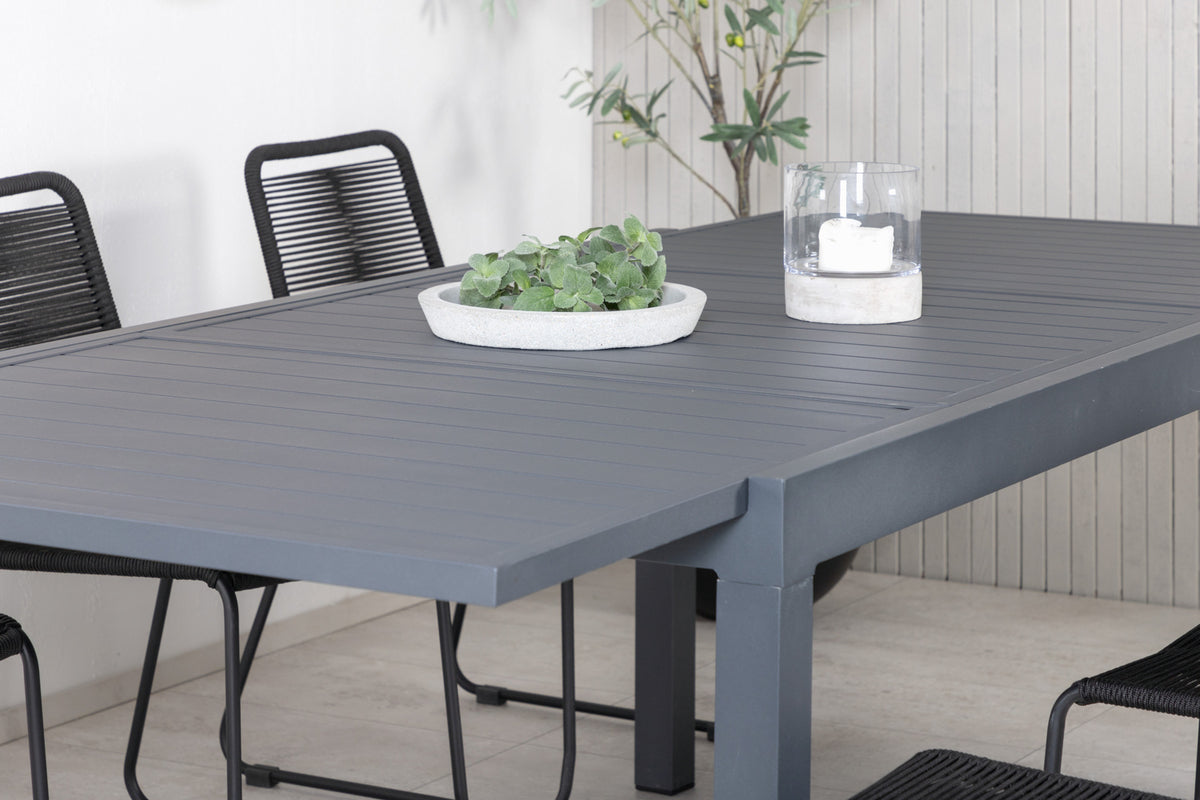 Venture Design Lindos & Marbella Matstolar Svart + Matbord 160x100x75