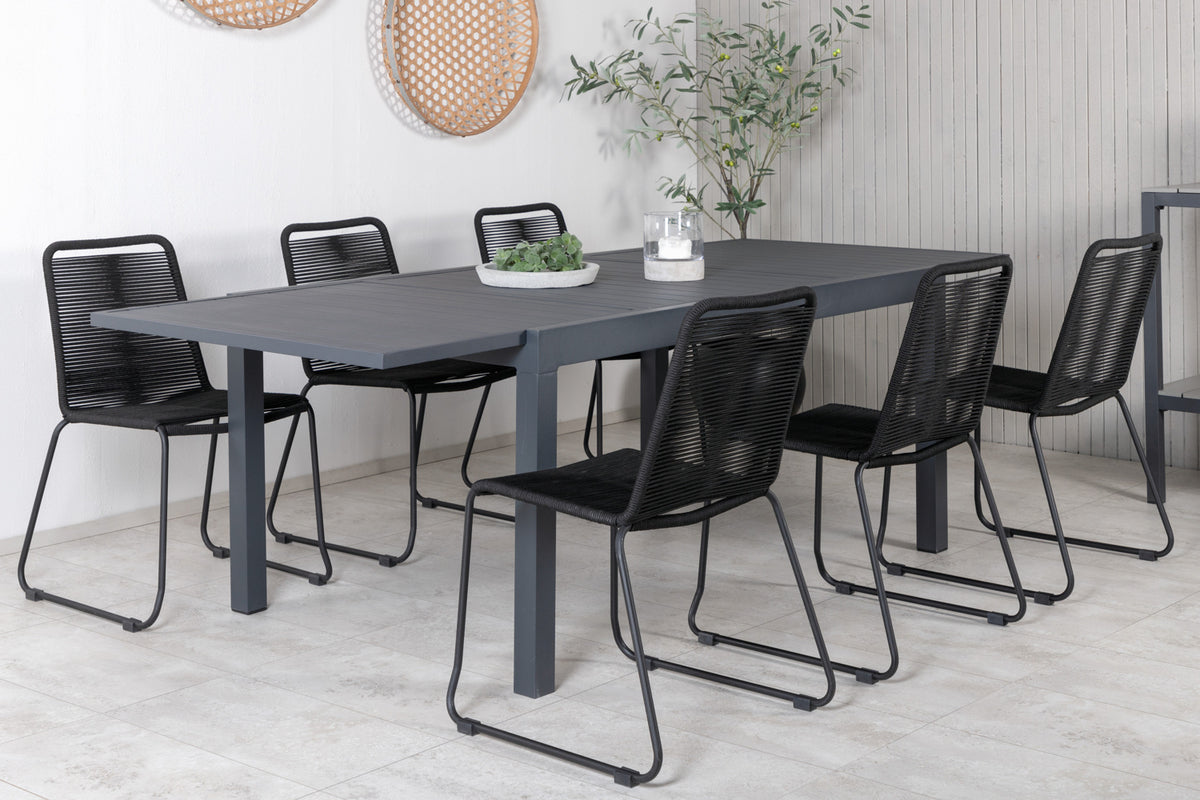 Venture Design Lindos & Marbella Matstolar Svart + Matbord 160x100x75