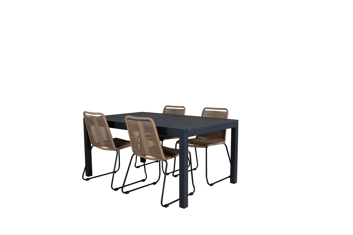 Venture Design Lindos & Marbella Matstolar Brun + Matbord 160x100x75