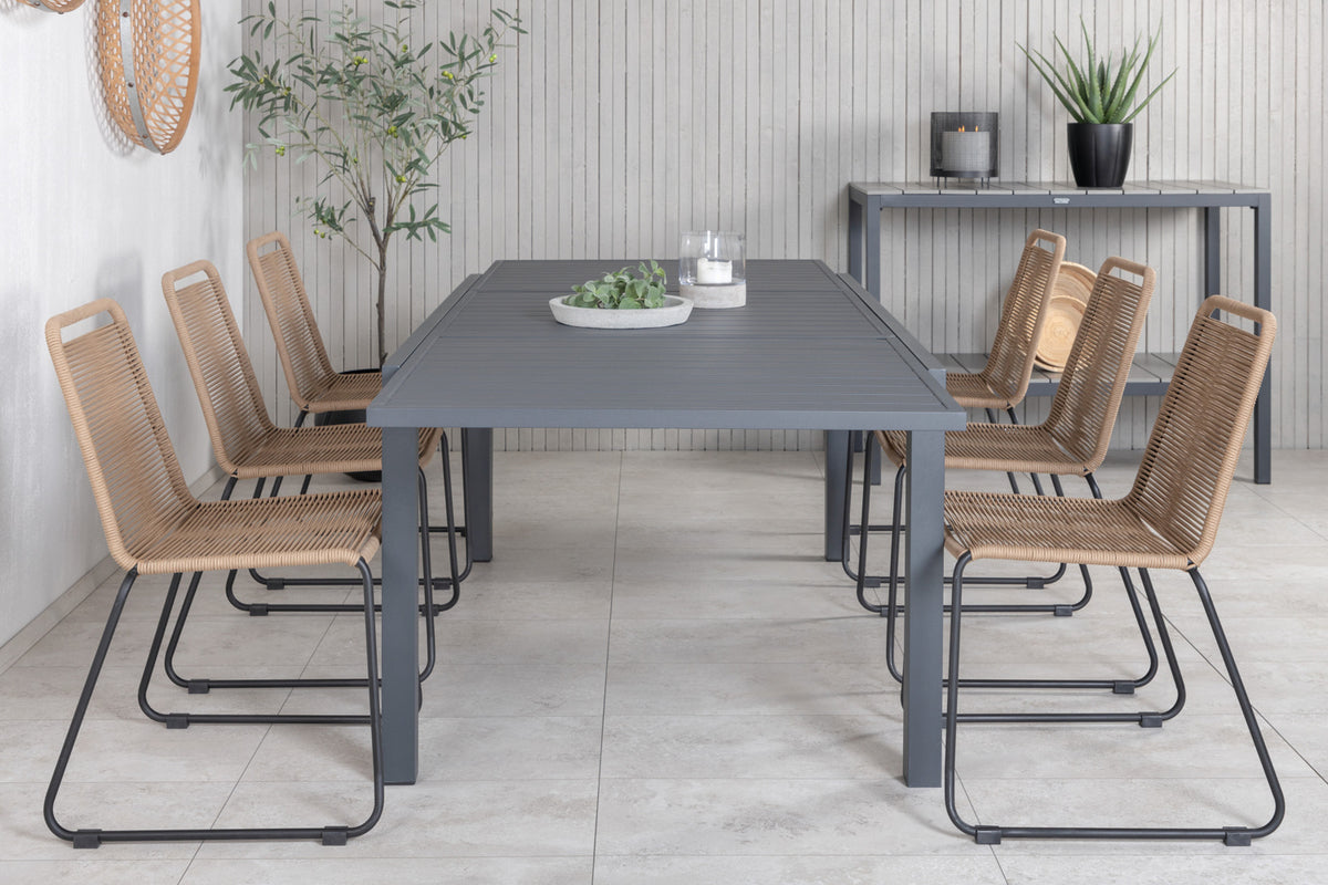 Venture Design Lindos & Marbella Matstolar Brun + Matbord 160x100x75