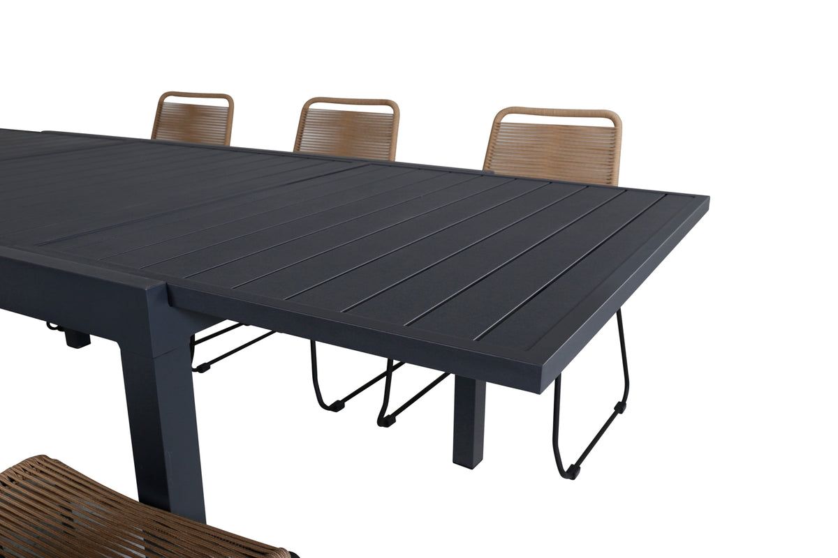 Venture Design Lindos & Marbella Matstolar Brun + Matbord 160x100x75