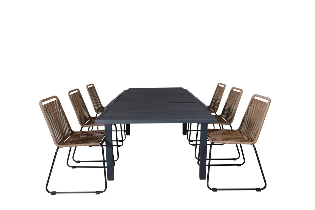 Venture Design Lindos & Marbella Matstolar Brun + Matbord 160x100x75