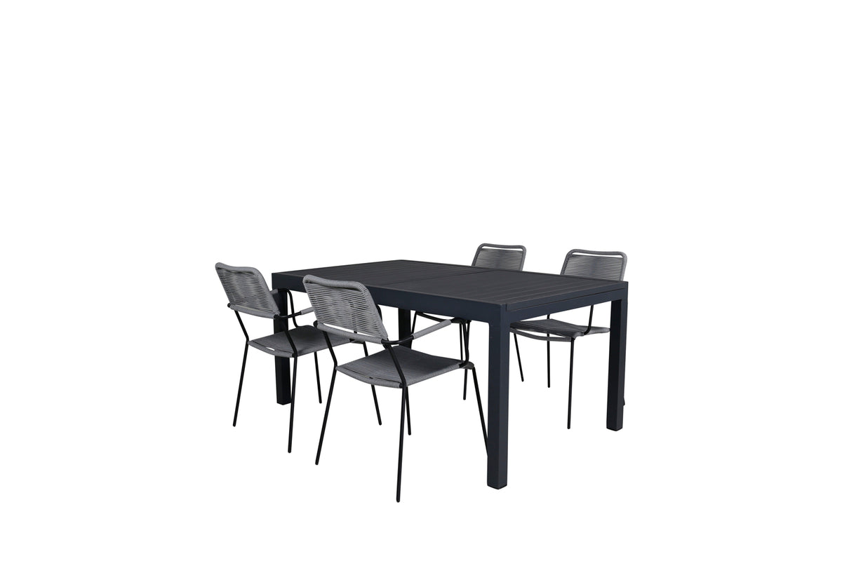 Venture Design Marbella & Lindos Matbord 160x100x75 + Matstolar Grå