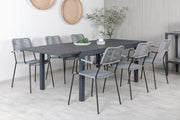 Venture Design Marbella & Lindos Rektangulära Matbord 160 x 100 Svart + Matstolar 2-pack Grå