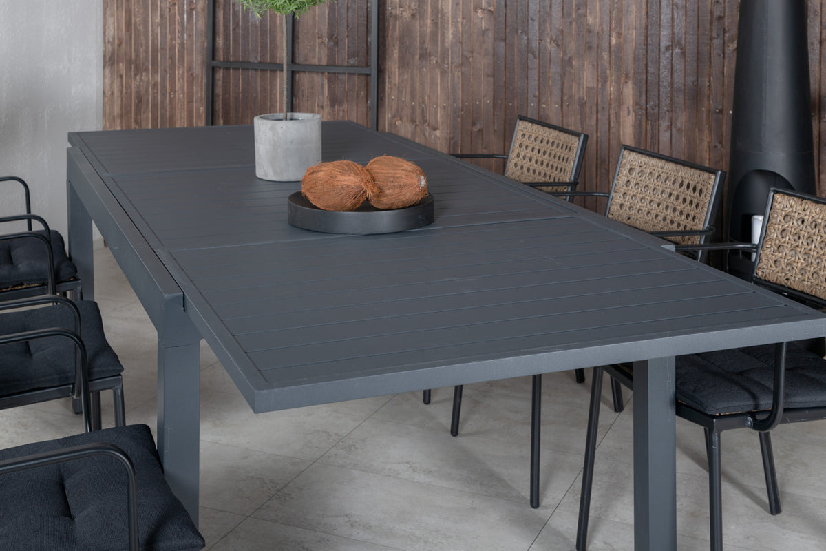 Venture Design Paola & Marbella Matstolar 4-pack Natur + Rektangulära Matbord 160x100x75 Svart