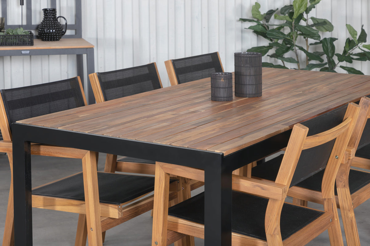 Venture Design Venice & Bois Matstolar 2-pack Natur + Rektangulära Matbord 205 x 90 Natur