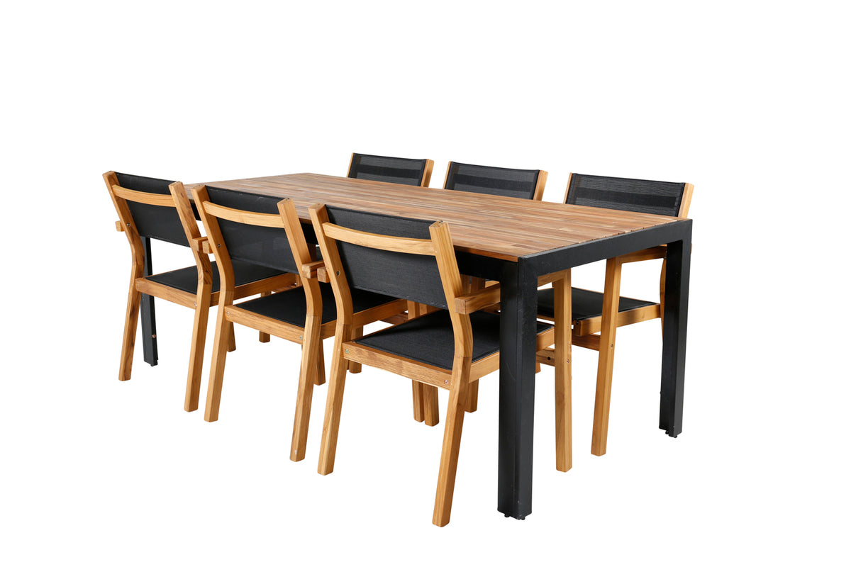 Venture Design Venice & Bois Matstolar 2-pack Natur + Rektangulära Matbord 205 x 90 Natur