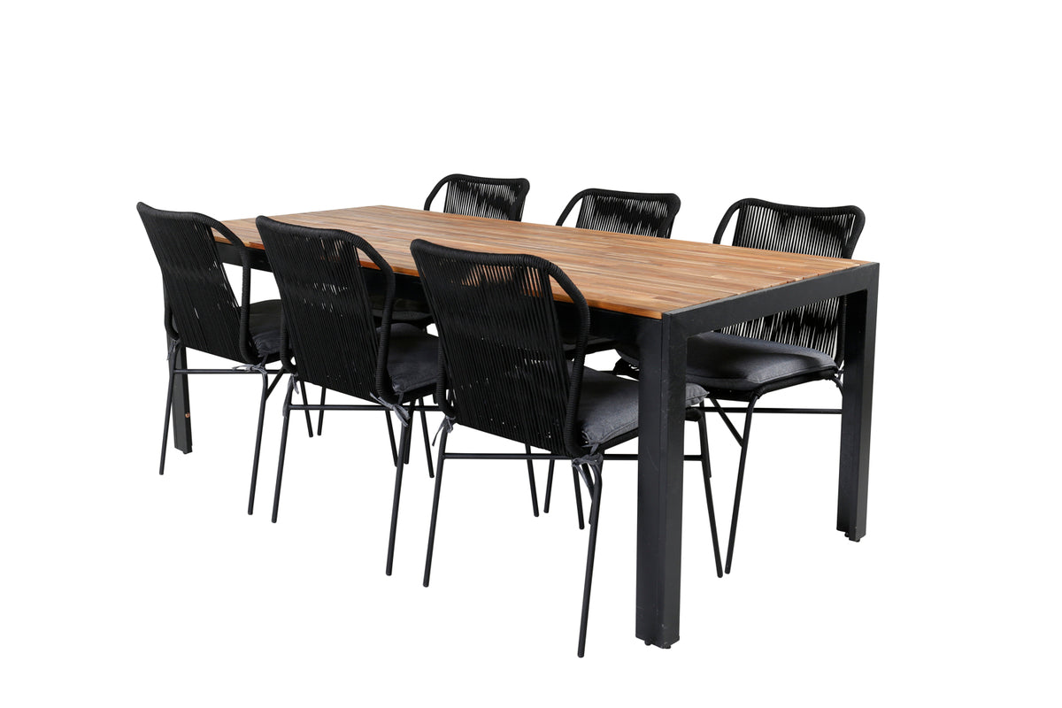 Venture Design Julian & Bois Matstolar Svart + Matbord 205x90