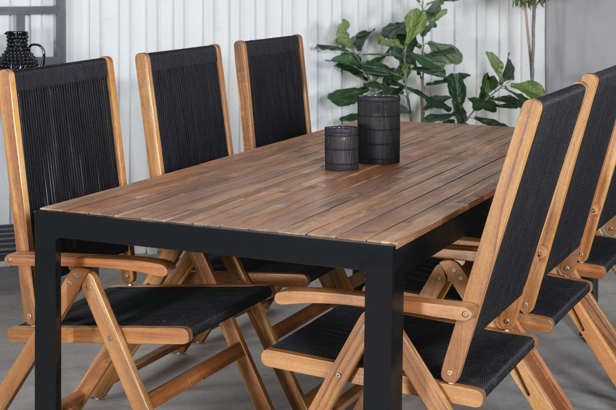 Venture Design Little John & Bois Matstolar 2-pack Svart + Rektangulära Matbord 205 x 90 Natur