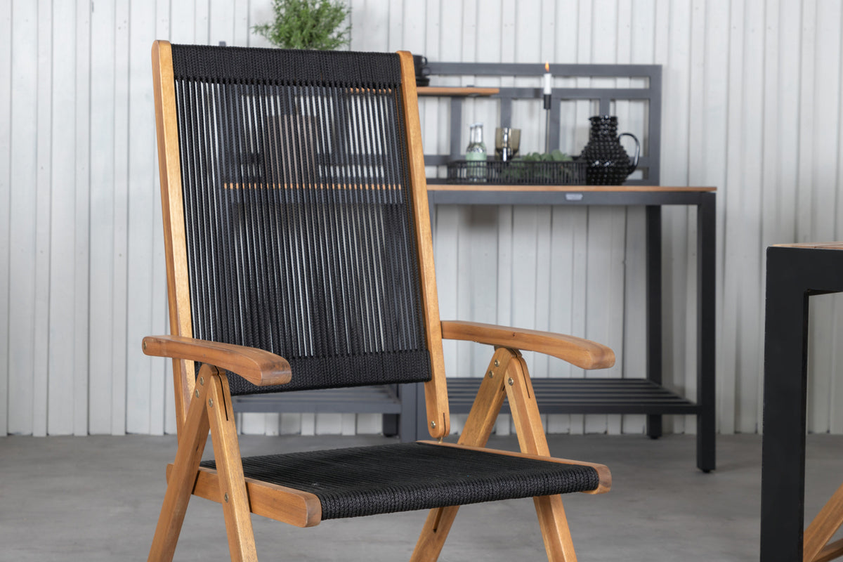 Venture Design Little John & Bois Matstolar 2-pack Svart + Rektangulära Matbord 205 x 90 Natur