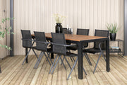 Venture Design Alina & Bois Matstolar 6-pack Svart + Rektangulära Matbord 205 x 90 Natur