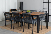 Venture Design Dallas & Bois Matstolar 2-pack Svart + Rektangulära Matbord 205 x 90 Natur