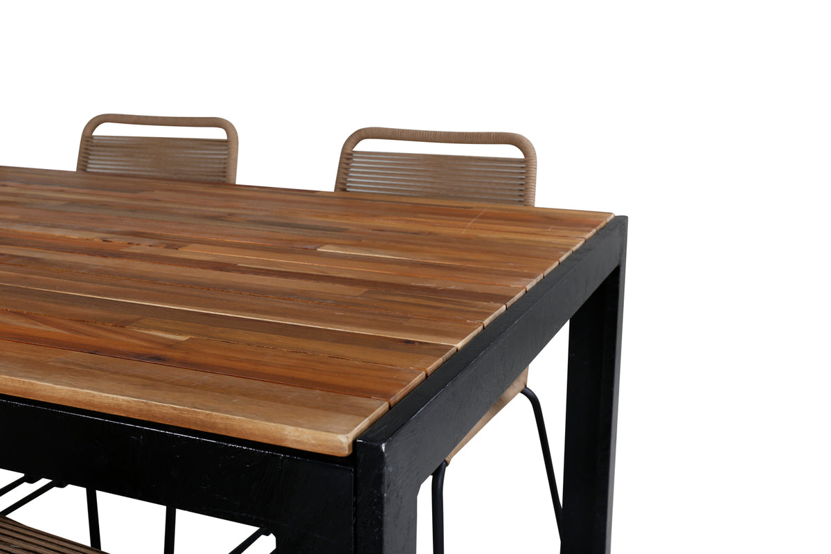 Venture Design Lindos & Bois Matstolar 2-pack Brun + Rektangulära Matbord 205 x 90 Natur