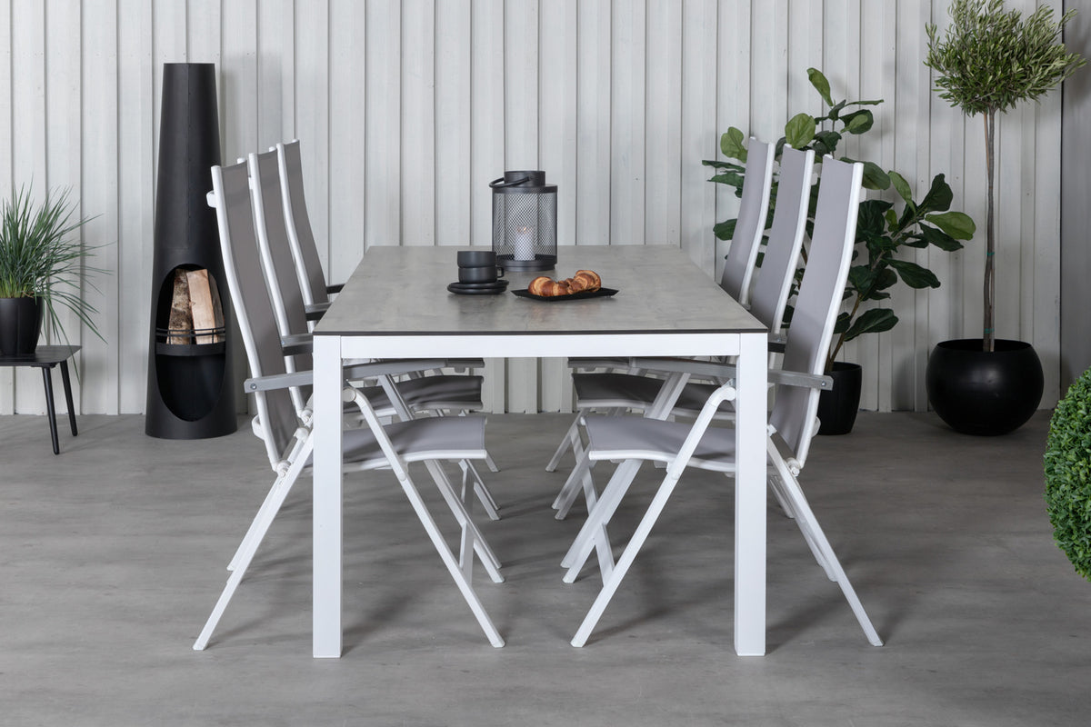 Venture Design Albany & Llama Positionsstolar 2-pack Grå + Rektangulära Matbord 75 x 205 x 100 Grå