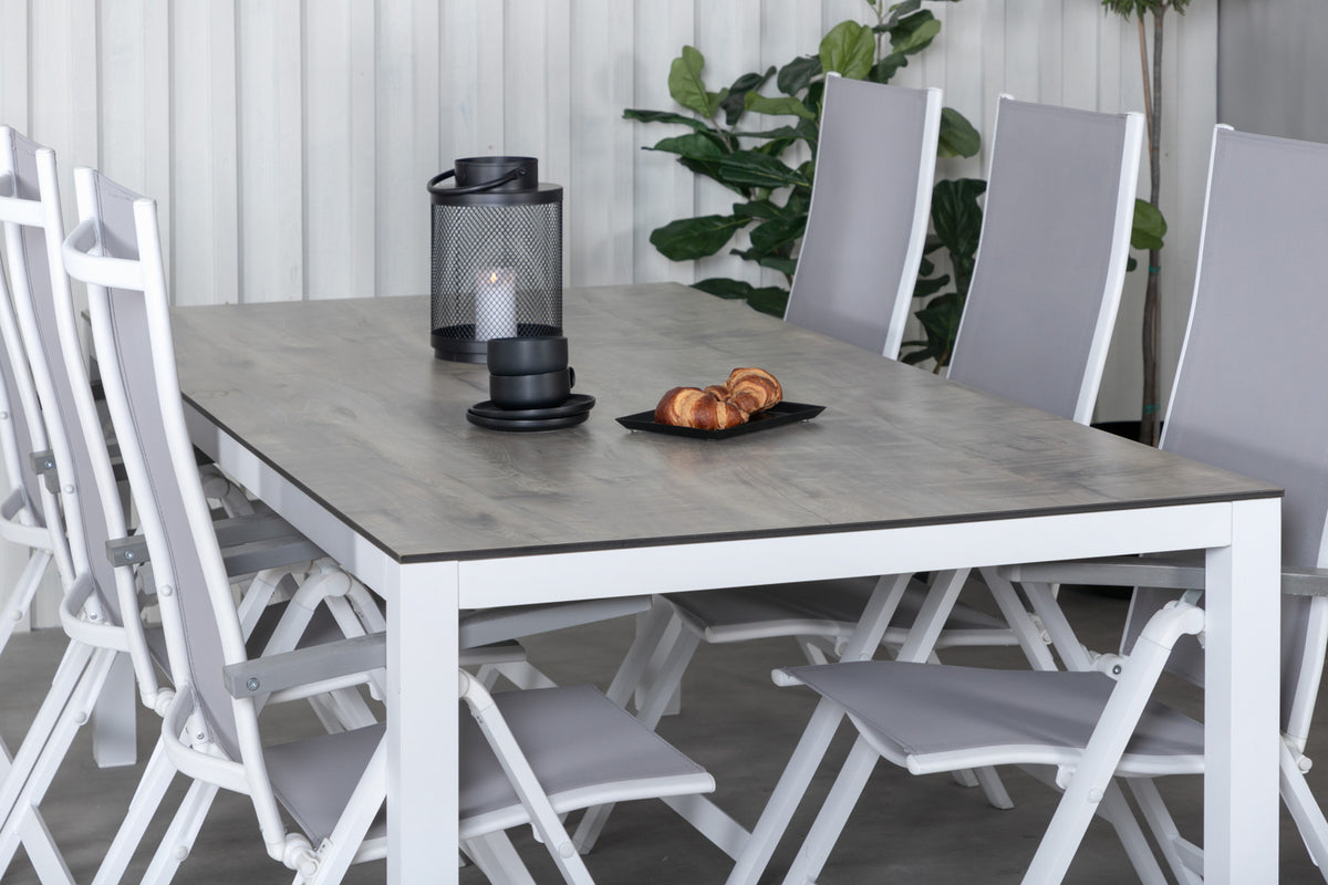 Venture Design Albany & Llama Positionsstolar 2-pack Grå + Rektangulära Matbord 75 x 205 x 100 Grå