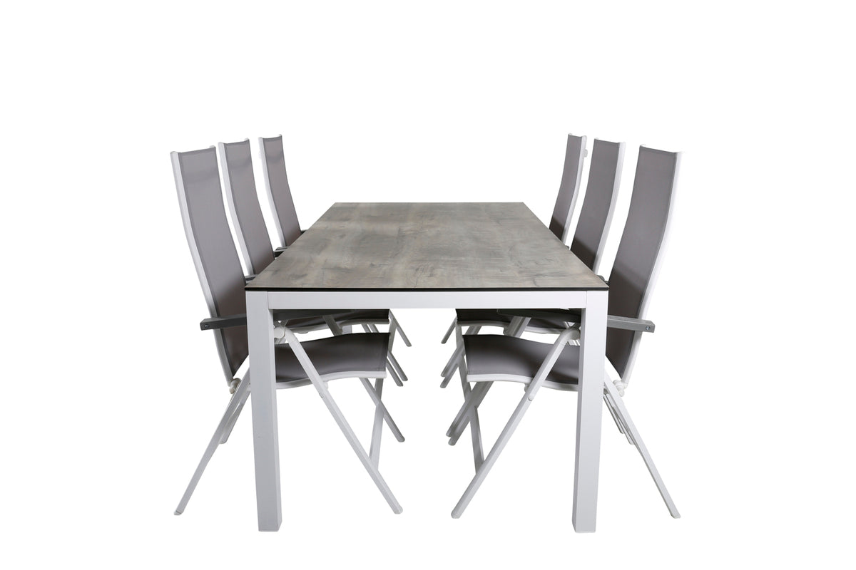 Venture Design Albany & Llama Positionsstolar 2-pack Grå + Rektangulära Matbord 75 x 205 x 100 Grå