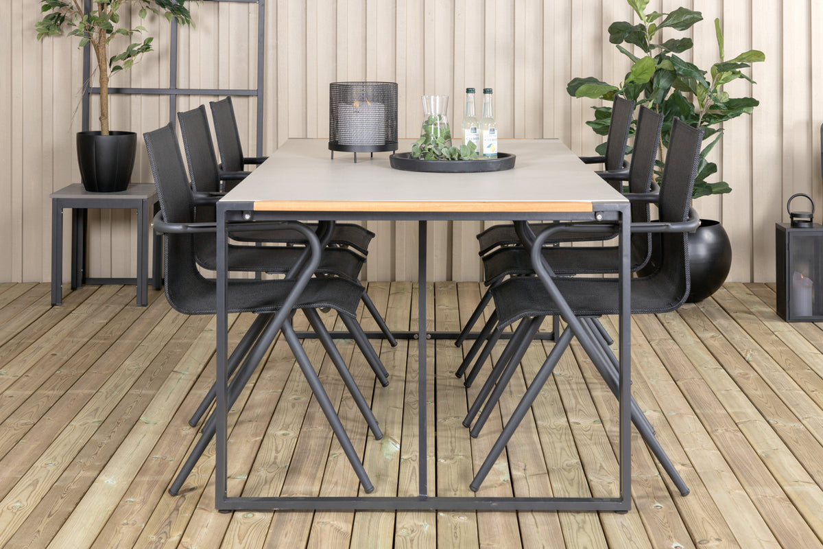 Venture Design Alina & Texas Matstolar Svart + Matbord 200x100