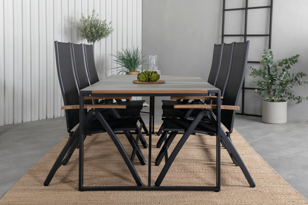 Venture Design Panama & Texas Positionsstolar Svart + Matbord 200x100