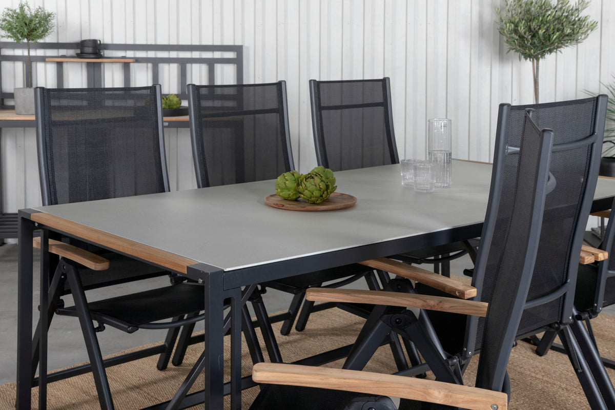 Venture Design Panama & Texas Positionsstolar Svart + Matbord 200x100