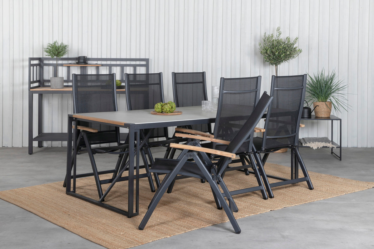 Venture Design Panama & Texas Positionsstolar Svart + Matbord 200x100