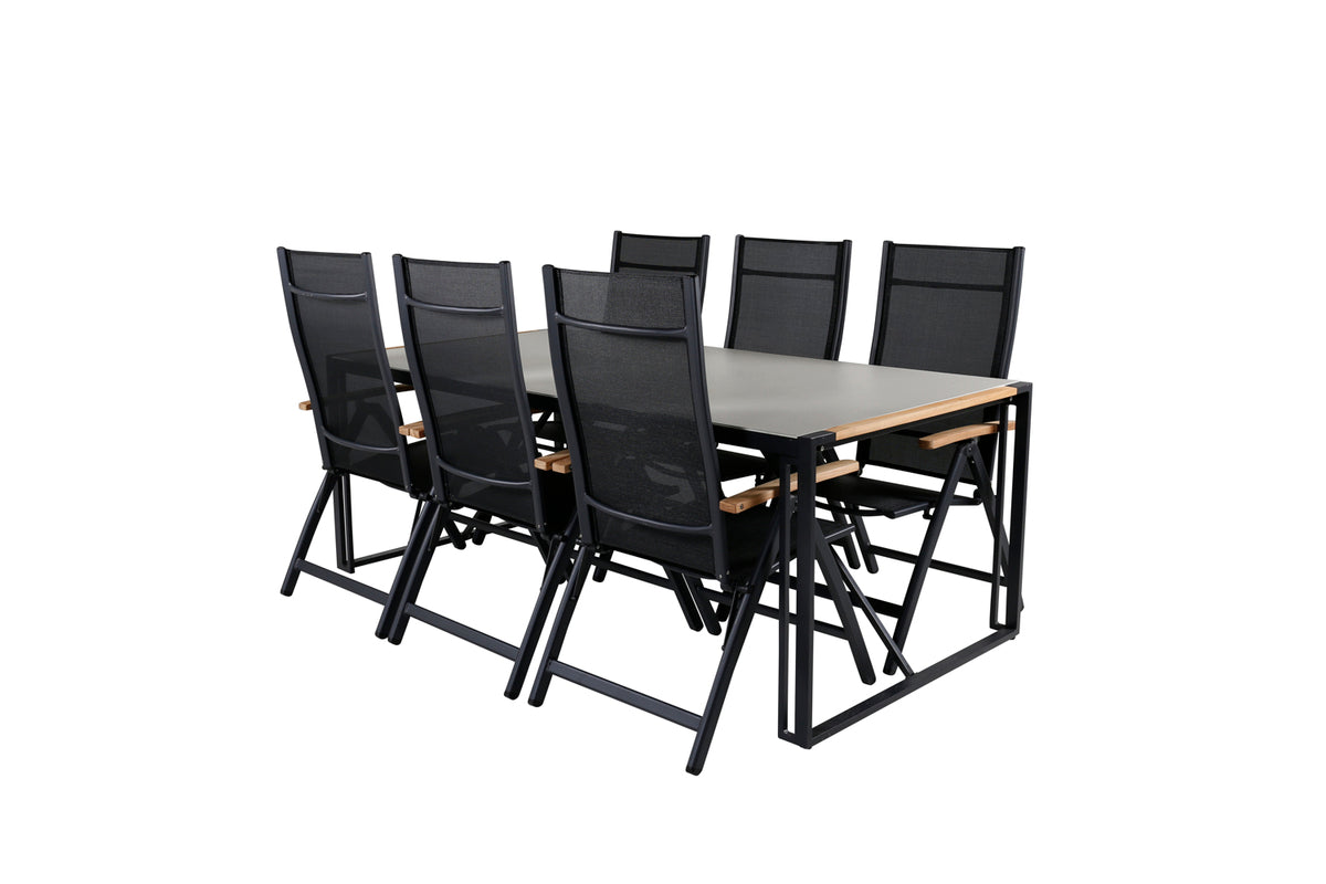 Venture Design Panama & Texas Positionsstolar Svart + Matbord 200x100