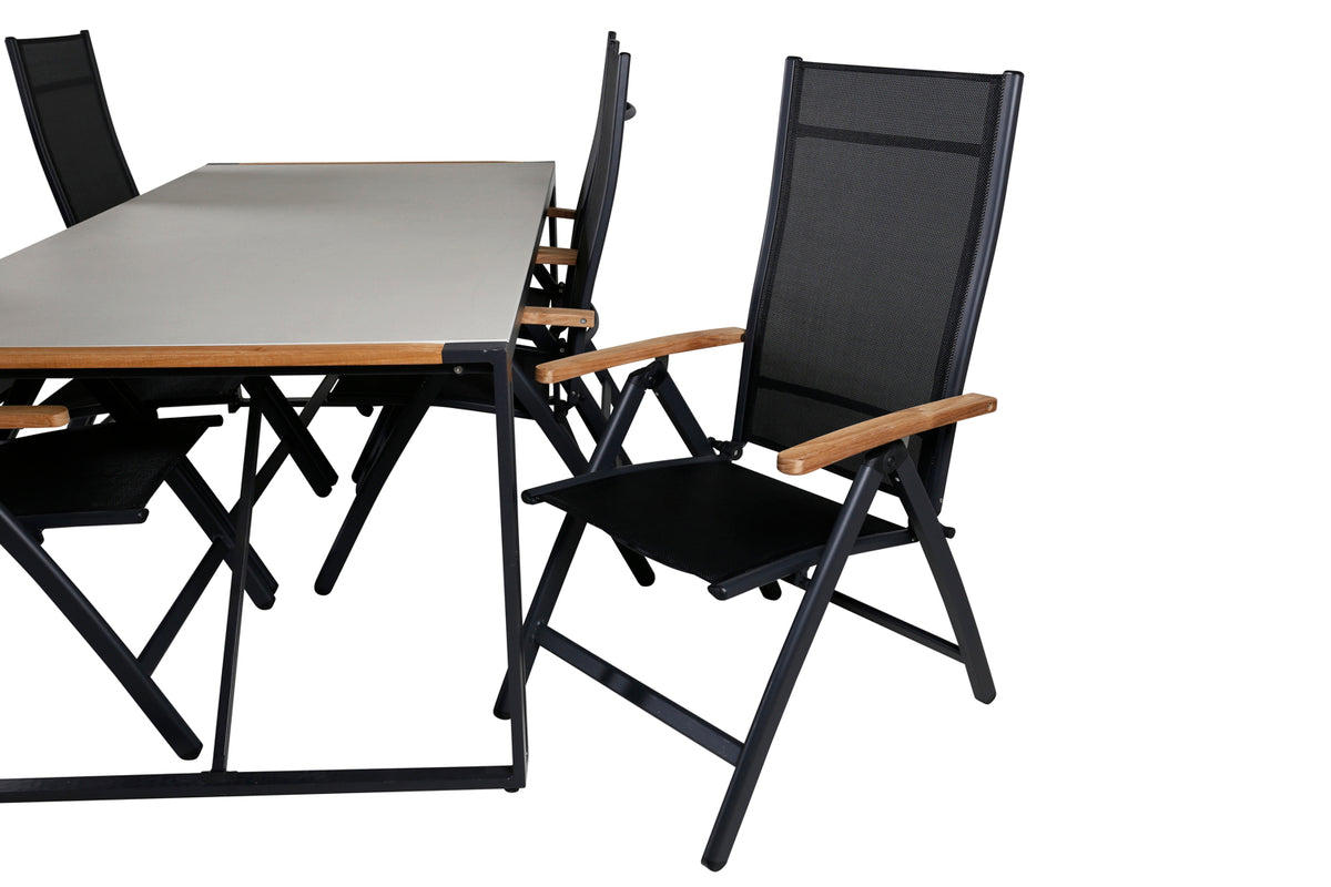 Venture Design Panama & Texas Positionsstolar Svart + Matbord 200x100