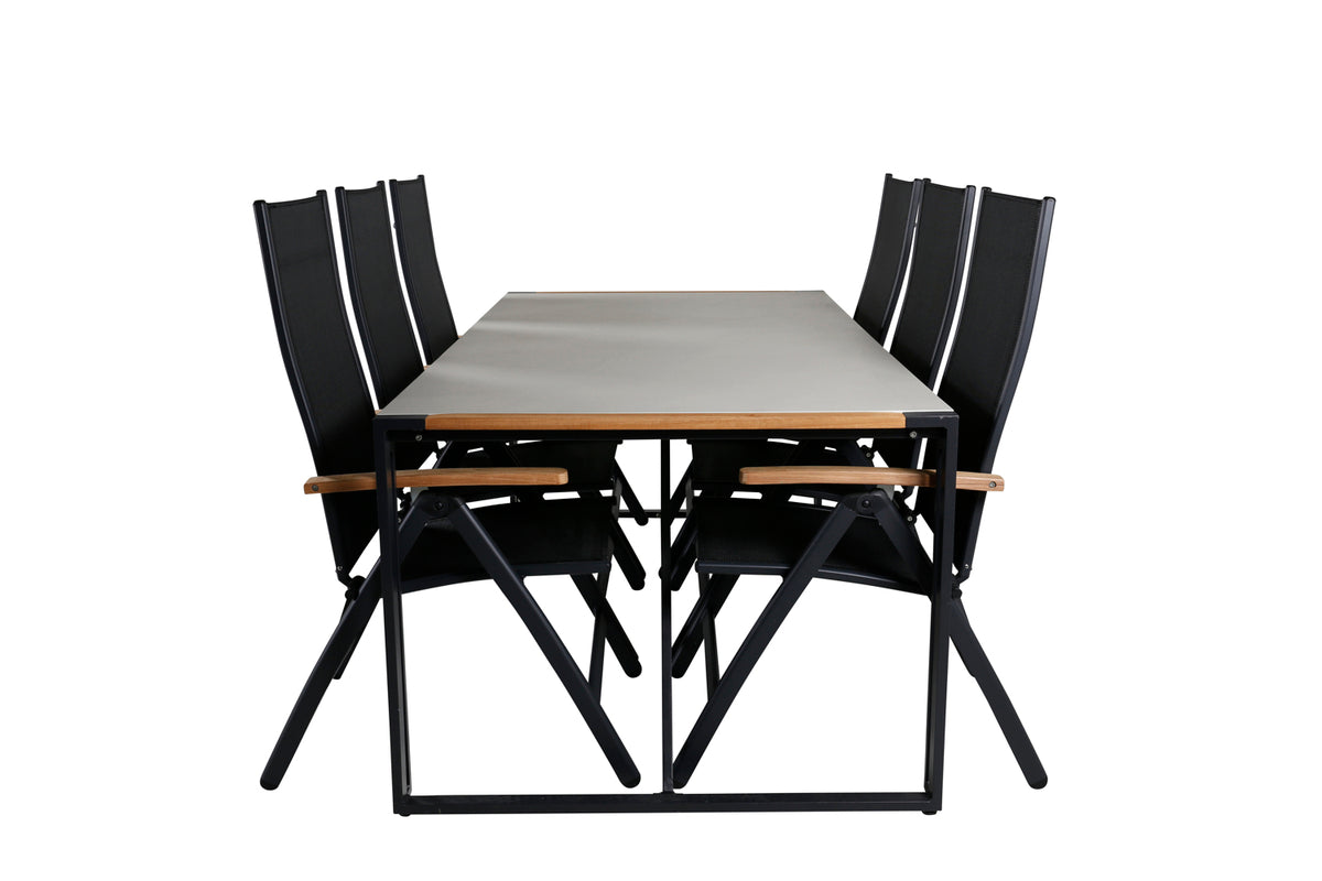 Venture Design Panama & Texas Positionsstolar Svart + Matbord 200x100