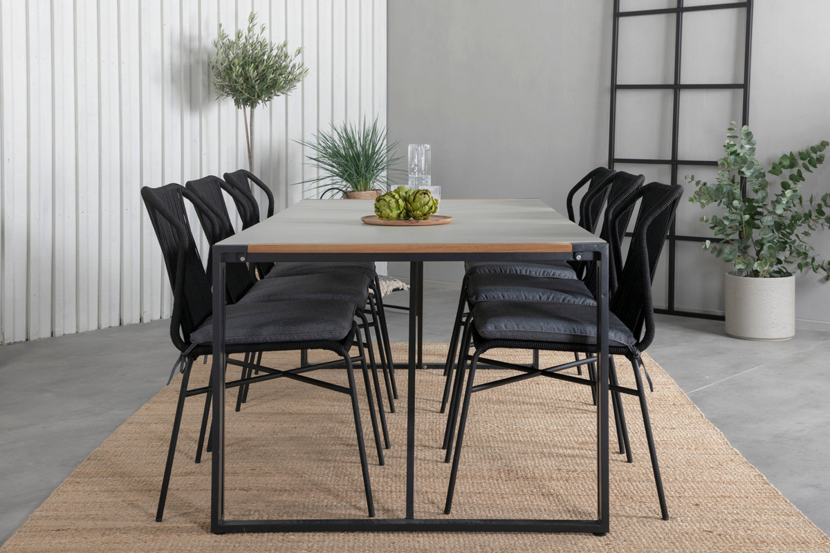 Venture Design Julian & Texas Matstolar Svart + Matbord 200x100