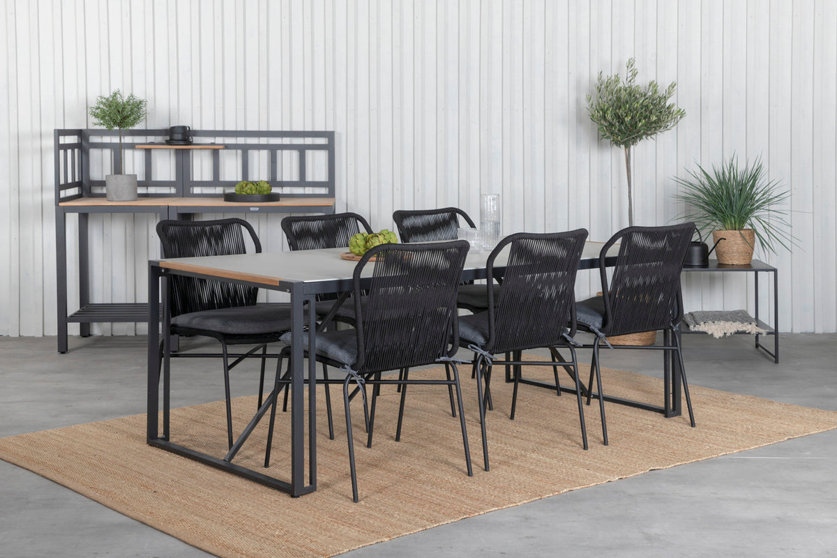 Venture Design Julian & Texas Matstolar Svart + Matbord 200x100