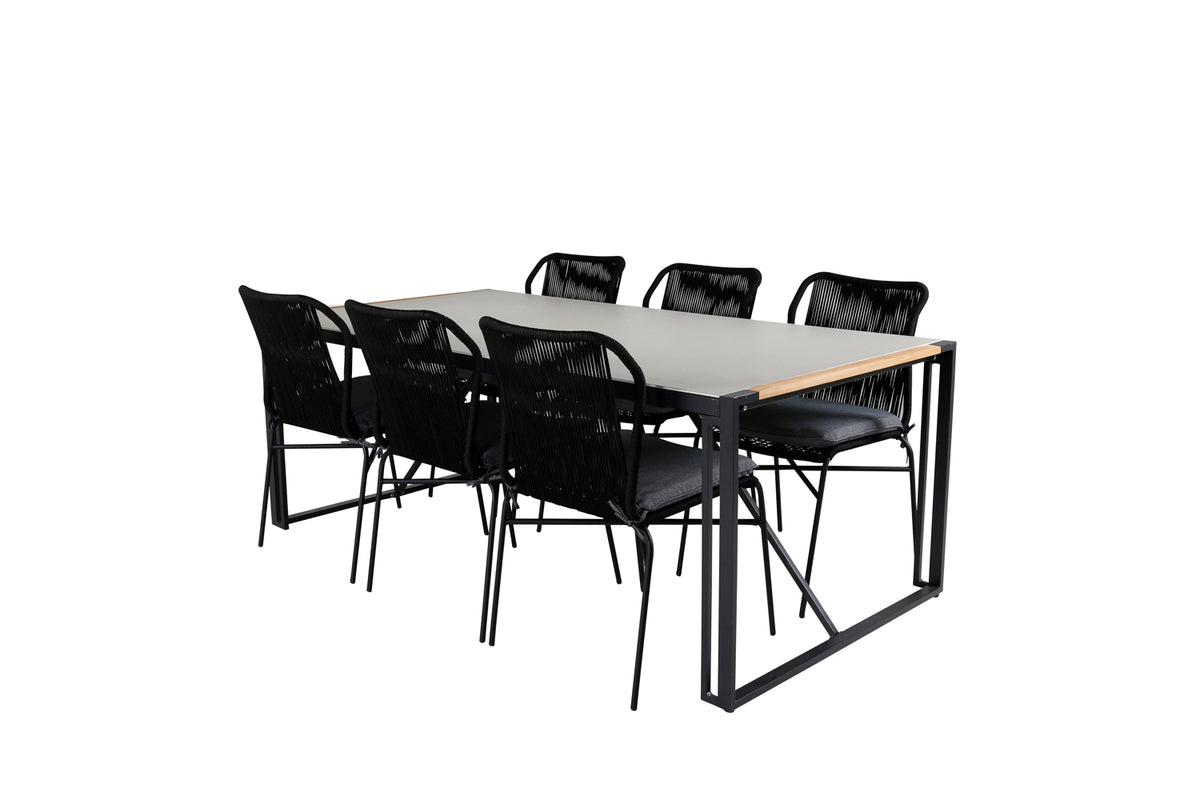 Venture Design Julian & Texas Matstolar Svart + Matbord 200x100