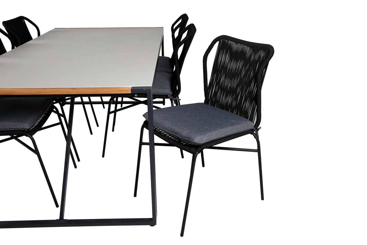 Venture Design Julian & Texas Matstolar Svart + Matbord 200x100