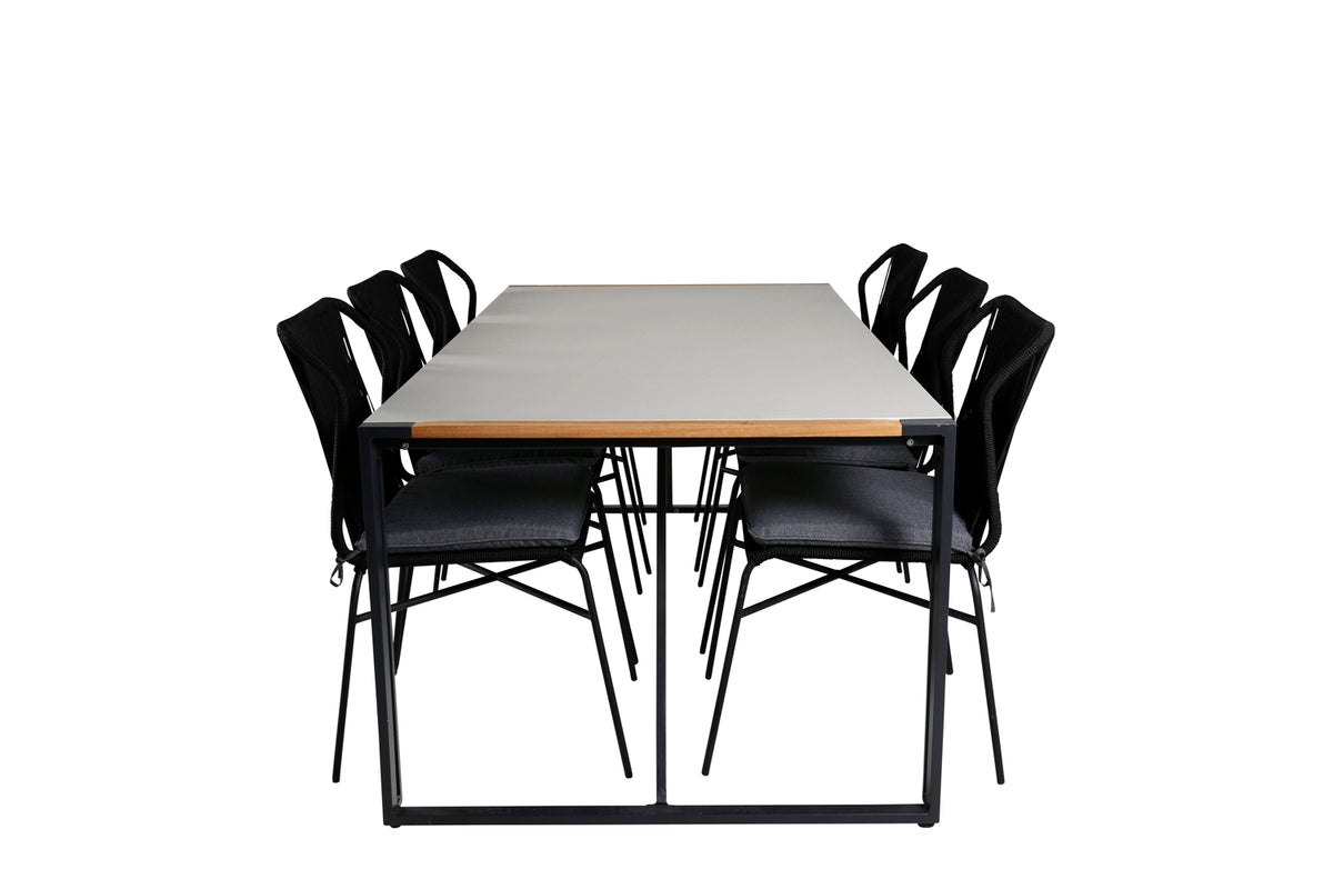 Venture Design Julian & Texas Matstolar Svart + Matbord 200x100