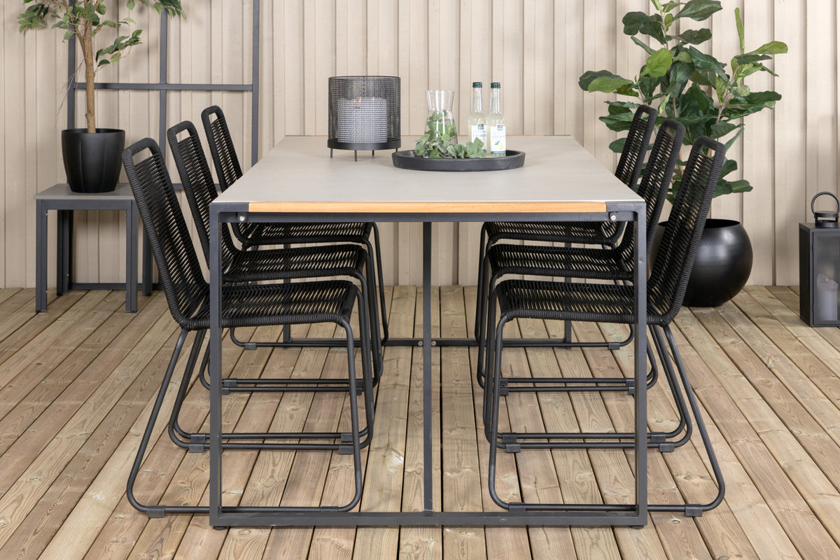 Venture Design Lindos & Texas Matstolar Svart + Matbord 200x100