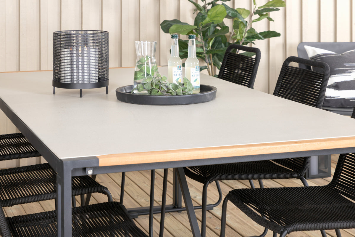 Venture Design Lindos & Texas Matstolar Svart + Matbord 200x100