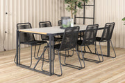 Venture Design Lindos & Texas Matstolar Svart + Matbord 200x100