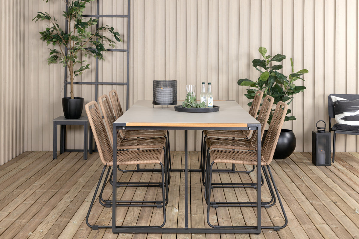 Venture Design Lindos & Texas Matstolar Brun + Matbord 200x100