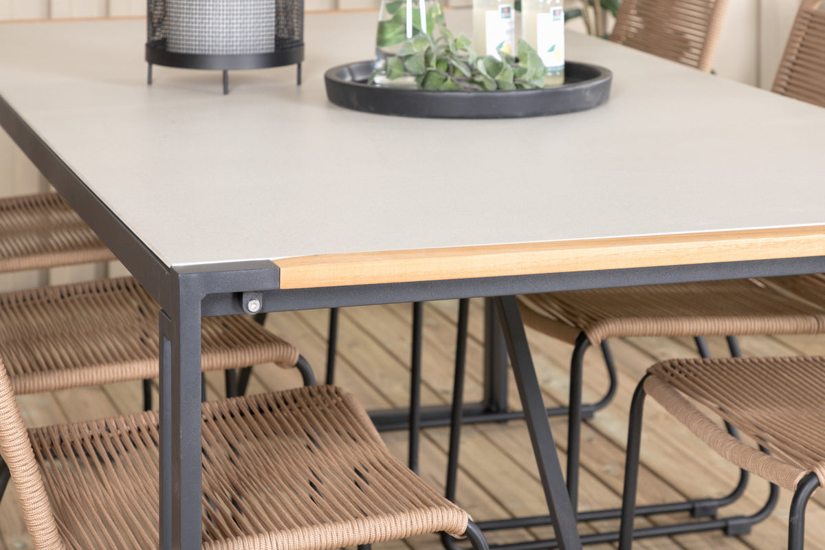 Venture Design Lindos & Texas Matstolar Brun + Matbord 200x100