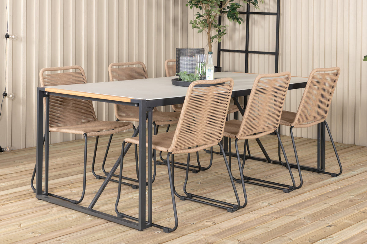 Venture Design Lindos & Texas Matstolar Brun + Matbord 200x100