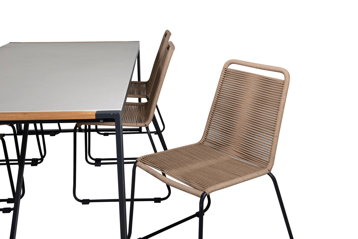Venture Design Lindos & Texas Matstolar Brun + Matbord 200x100