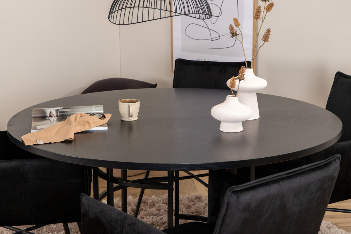 Venture Design Copenhagen & Petra Runda Matbord ⌀140 Svart + Matstolar Svart